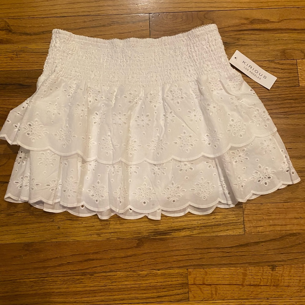 Marshalls White Smocked Skater Mini Skirt